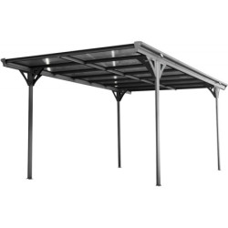 Carport HELSINKI en aluminium gris et polycarbonate 15m² Westmann