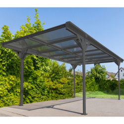 Carport HELSINKI en aluminium gris et polycarbonate 15m² Westmann