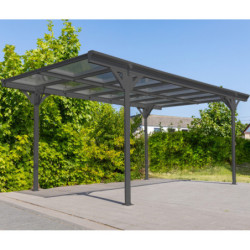 Carport HELSINKI en aluminium gris et polycarbonate 15m² Westmann