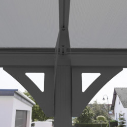 Carport HELSINKI en aluminium gris et polycarbonate 15m² Westmann