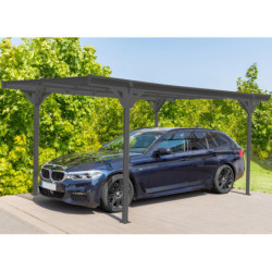 Carport HELSINKI en aluminium gris et polycarbonate 15m² Westmann