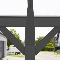 Carport HELSINKI en aluminium gris et polycarbonate 15m² Westmann