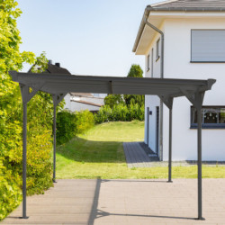 Carport HELSINKI en aluminium gris et polycarbonate 15m² Westmann