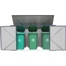 Cache-poubelle double 235x100x131cm en acier 3x240L – Westmann