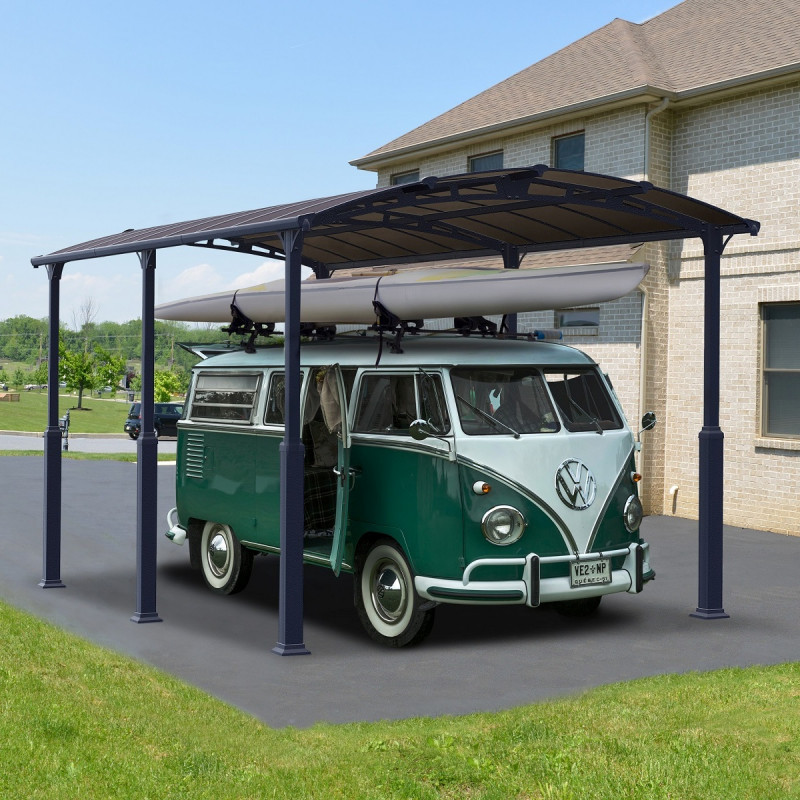 Carport en alu gris et polycarbonate Arcadia Alpine 6400 Canopia