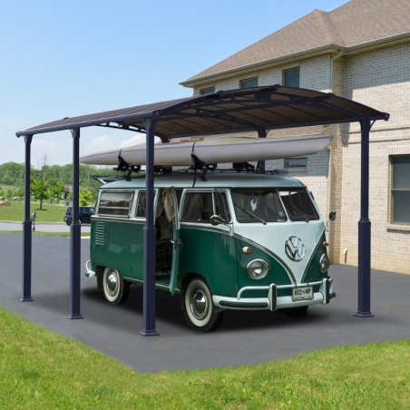 Carport en alu gris et polycarbonate Arcadia Alpine 6400 Canopia