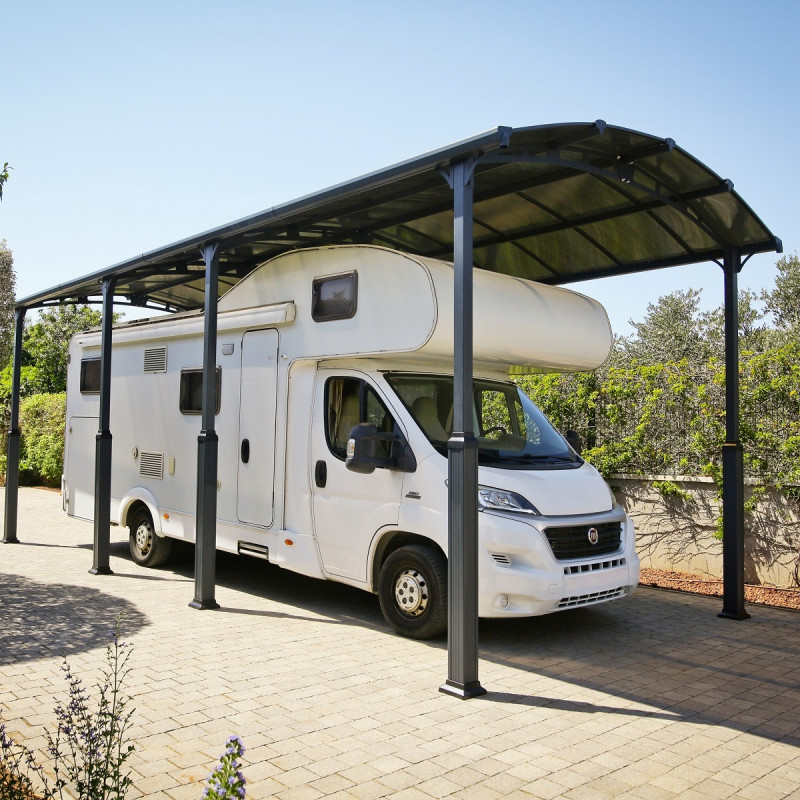 Carport en alu gris et polycarbonate Arcadia Alpine 8500 Canopia