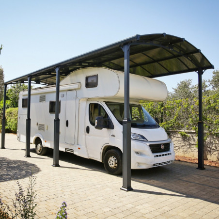 Carport en alu gris et polycarbonate Arcadia Alpine 8500 Canopia