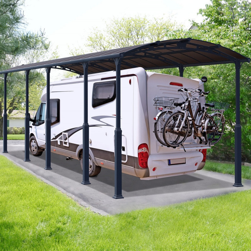 Carport en alu gris et polycarbonate Arcadia Alpine 10600 Canopia