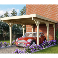 Carport en bois traité autoclave 15m² avec panneaux en PVC gris KARIBU
