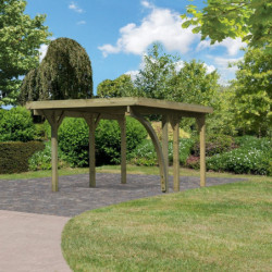 Carport en bois traité autoclave 15m², toit en acier, poteau en arc