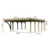 Carport double en bois traité 50,9m², toit en acier, arc KARIBU