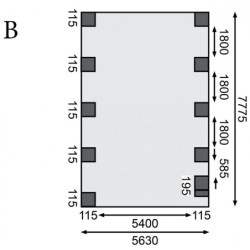 Carport double en bois traité 50,9m², toit en acier, arc KARIBU