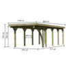 Carport en bois traité autoclave 26,9m² avec 1 poteau en arc KARIBU