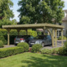 Carport double en bois traité 28,3m², 1 arc, toit en PVC gris KARIBU