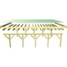 Carport double en bois traité 28,3m², 2 arcs, toit en PVC gris KARIBU