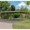 Carport double en bois traité 40,2m², 1 arc, toit en PVC gris KARIBU