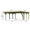 Carport double en bois traité 40,2m², 1 arc, toit en PVC gris KARIBU