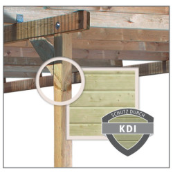 Carport double en bois traité 40,2m², 1 arc, toit en PVC gris KARIBU