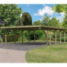 Carport double en bois traité 50,9m², 1 arc, toit en PVC gris KARIBU