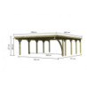 Carport double en bois traité 50,9m², 1 arc, toit en PVC gris KARIBU