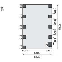 Carport double en bois traité 50,9m², 1 arc, toit en PVC gris KARIBU
