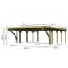 Carport double en bois traité 50,9m², 2 arcs, toit en PVC gris KARIBU