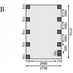 Carport en bois traité autoclave 26,9m², toit en acier, poteau en arc