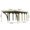 Carport en bois traité autoclave 26,9m² toit en acier et 2 arcs KARIBU