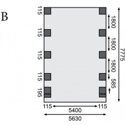 Carport double en bois traité 50,9m², toit en acier et 2 arcs KARIBU