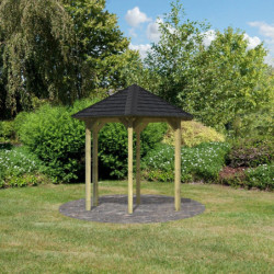 Kiosque en bois hexagonal Lissabon - Diam. 2,99m - Karibu avec shingles