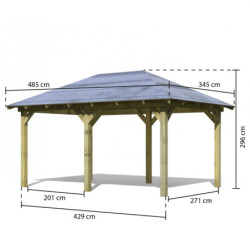 Kiosque en bois rectangulaire Perida - surface 12,4m² - Karibu