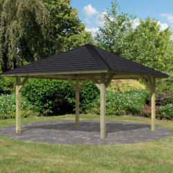 Kiosque de jardin en bois Holm 1 - 431x431cm - avec shingles - Karibu