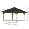 Kiosque de jardin en bois Holm 1 - 431x431cm - avec shingles - Karibu