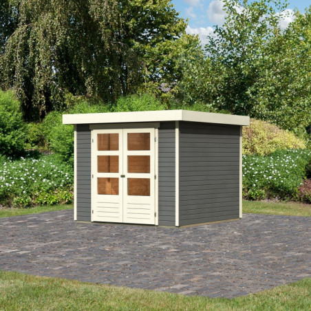 Abri de jardin Askola 3,5 5,95m² en bois gris terre 19mm - WoodFeeling