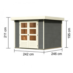 Abri de jardin Askola 3,5 5,95m² en bois gris terre 19mm - WoodFeeling