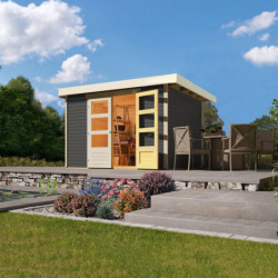 Abri de jardin Askola 4 6,55m² en bois gris terre 19mm - WoodFeeling