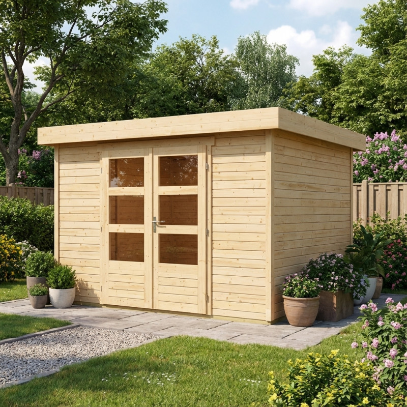 Abri de jardin Askola 5 7,43m² en bois brut 19mm - WoodFeeling