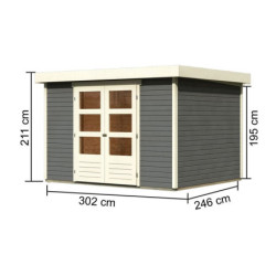 Abri de jardin Askola 5 7,43m² en bois gris terre 19mm - WoodFeeling