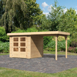 Abri de jardin Askola 2 en bois brut 19mm avec appentis - WoodFeeling