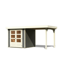 Abri de jardin Askola 2 gris terre 19mm et appentis - WoodFeeling