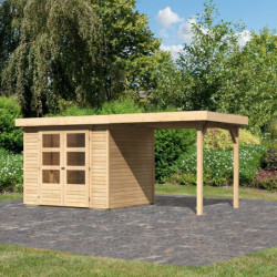 Abri de jardin Askola 3 en bois brut 19mm avec appentis - WoodFeeling