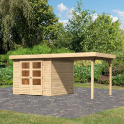 Abri de jardin Askola 3,5 en bois brut 19mm avec appentis WoodFeeling