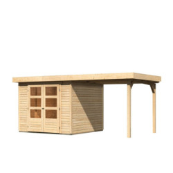 Abri de jardin Askola 3,5 en bois brut 19mm avec appentis WoodFeeling