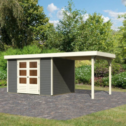 Abri de jardin Askola 5 en bois gris 19mm avec appentis - WoodFeeling