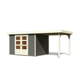 Abri de jardin Askola 5 en bois gris 19mm avec appentis - WoodFeeling