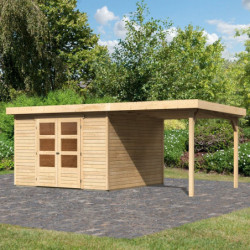 Abri de jardin Askola 6 en bois brut 19mm avec appentis - WoodFeeling
