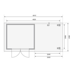 Abri Askola 3 en bois gris 19mm avec appentis et 1 paroi - WoodFeeling