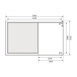 Abri Askola 6 en bois brut 19mm avec appentis et 1 paroi - WoodFeeling