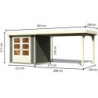 Abri Askola 2 en bois gris 19mm avec grand appentis - WoodFeeling